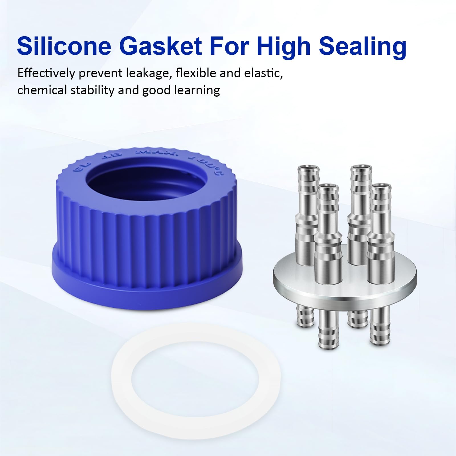 4-Port GL45 304 Stainless Steel Mobile Phase Filling Cap, Small — Amazon image 7