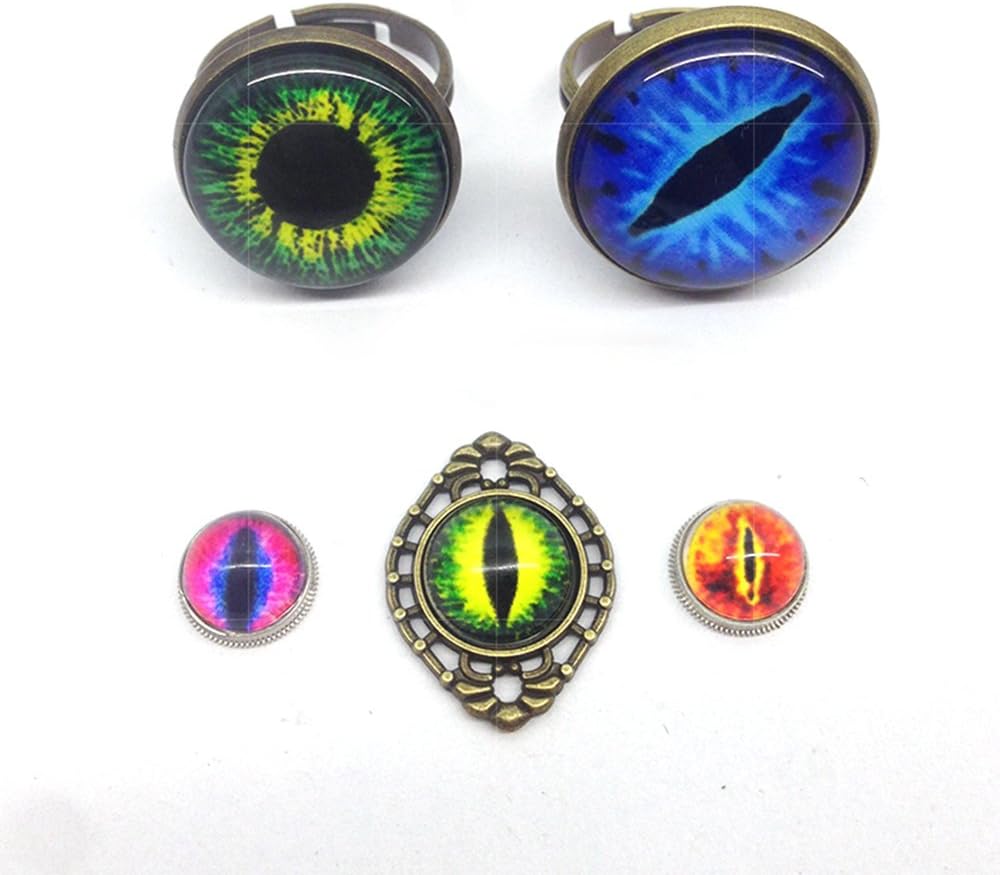 Eyes Glass Buttons Cabochon Cameo Jewelry, Frog, Cat Ghost Cat's Eye, 100 Count