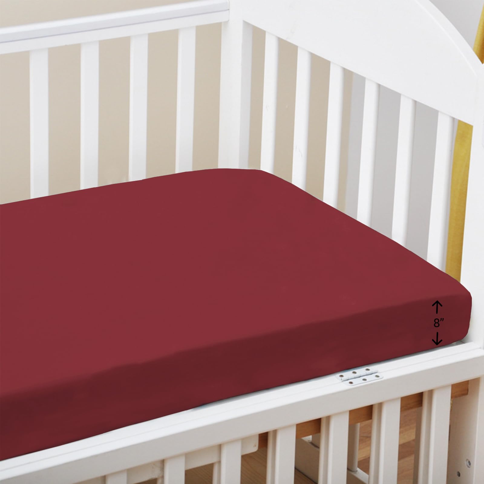 Pizuna Rio Red 100% Cotton Fitted Cot Sheets 400 Thread Count Long Staple Cotton Fitted Cot Sheets 140 X 70 Cm, Sateen Weave 15 Cm Deep Fitted Sheets 1 Pc