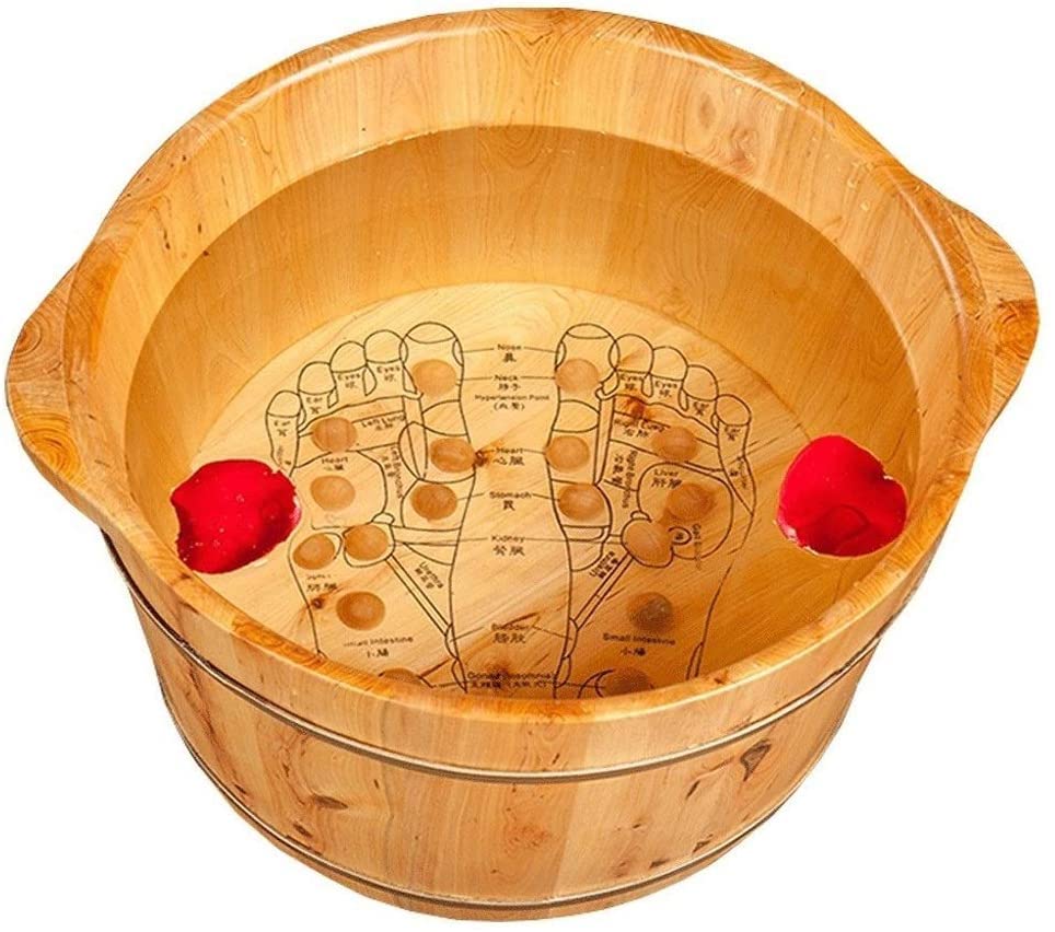 Balde de madera para baño de pies, spa natural de madera robusta miniatura 4