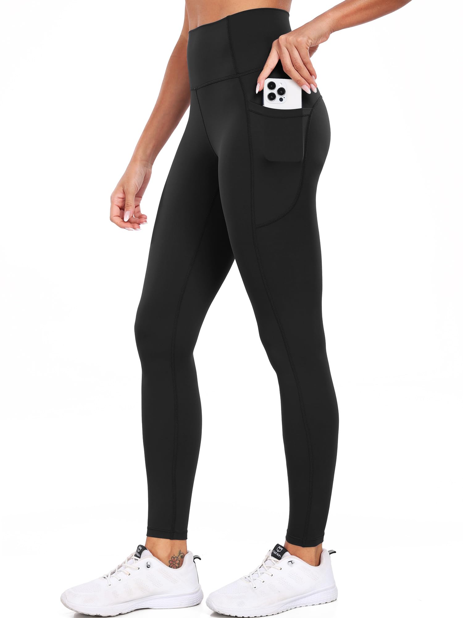 CADMUS Soft Workout Pants for Women High Waisted Ankle Yoga Leggings with Two Pockets,1162,Black,XL