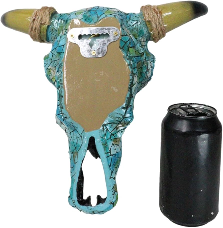 ネイティブアメリカ ターコイズ石 牛の頭部オブジェ ネイティブ