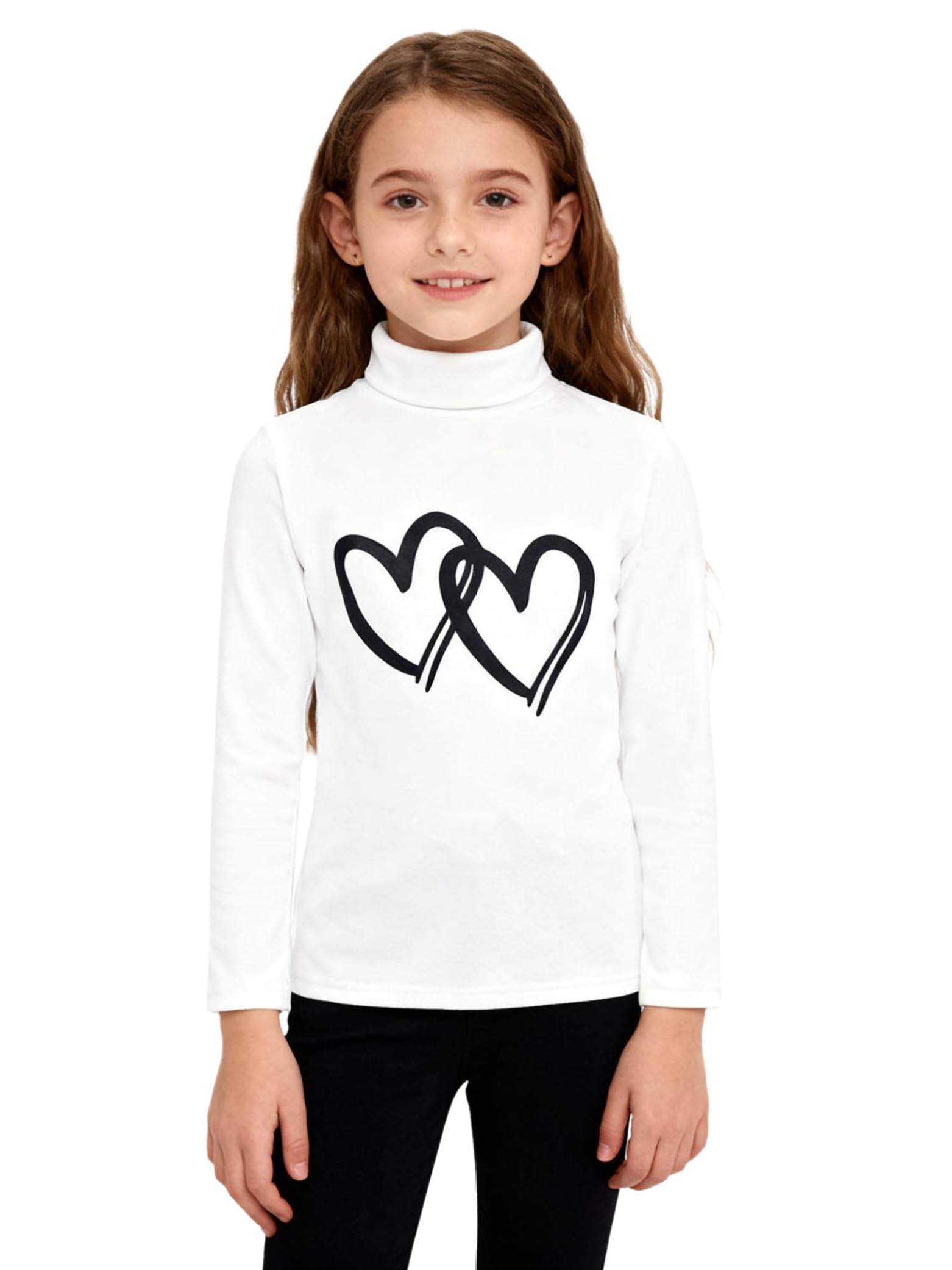 Jugaoge Haut Thermique Enfant Fille Col Roulé Manches Longues sous-vêtement Thermique Imprimé Vêtement Base Layer Hiver