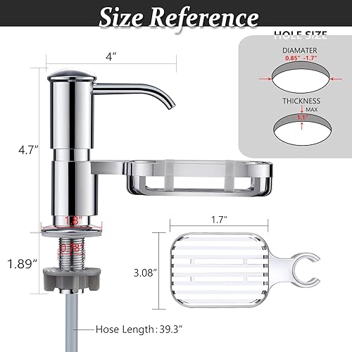 Miniatura 4 de Dispensador de jabón para fregadero con soporte para esponja, dispensadores de jabón integrados para fregadero de cocina, dispensador de jabón para