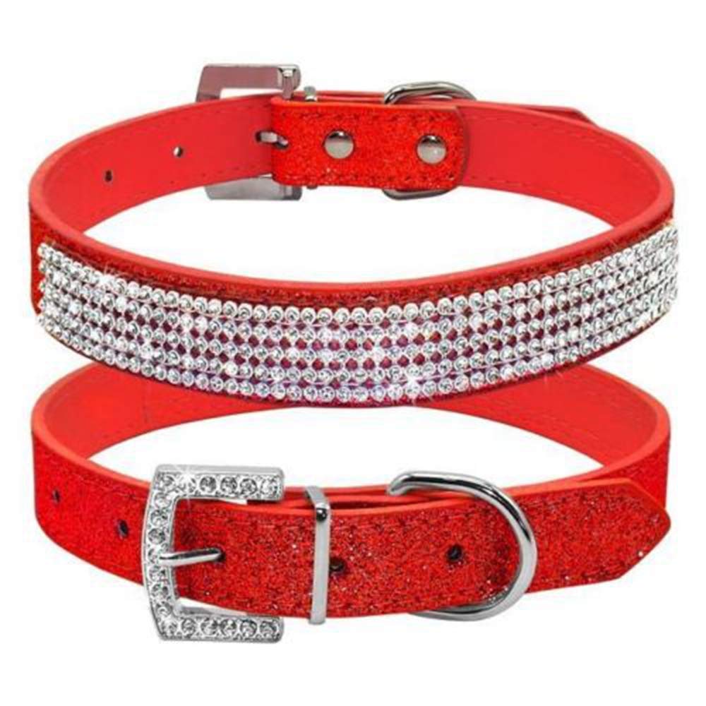 Haoyueer Strass-Hundehalsband Mit Blumen-Design - Verstellbar, PU-Leder - Glitzerndes Halsband Für Hunde & Katzen