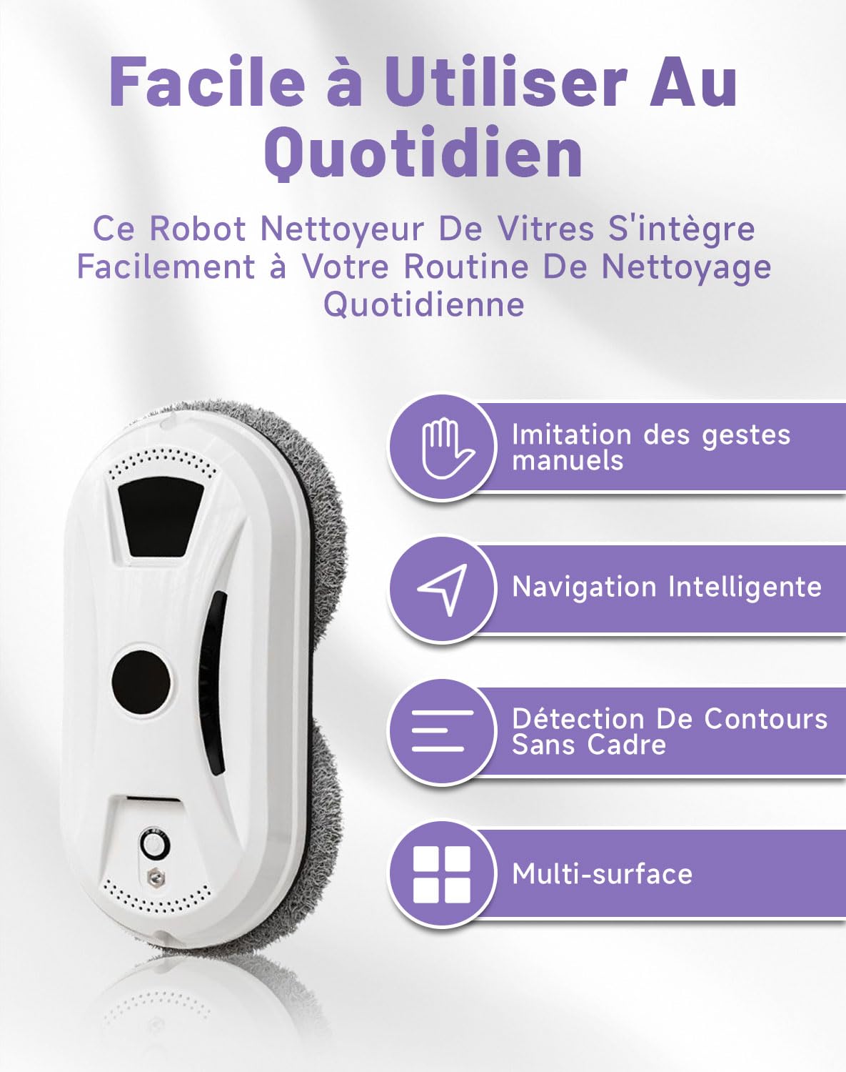Osmo — osmo Robot Clean Laveur de vitre, Aspirateur De Fenêtres Automatique avec Positionnement & Forte Aspiration & Détection Bords, Sécurité Anti-Chute pour Baies Vitrées Vitres Hautes