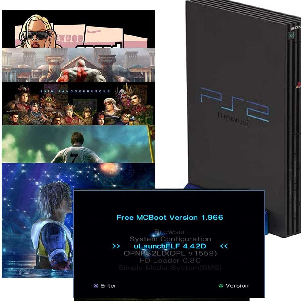 Free McBoot Card v1.966 PS2 Memory Card 64MB para PlayStation 2, Plug and Play, lo Ayuda a iniciar Juegos en su Disco Duro o Disco USB