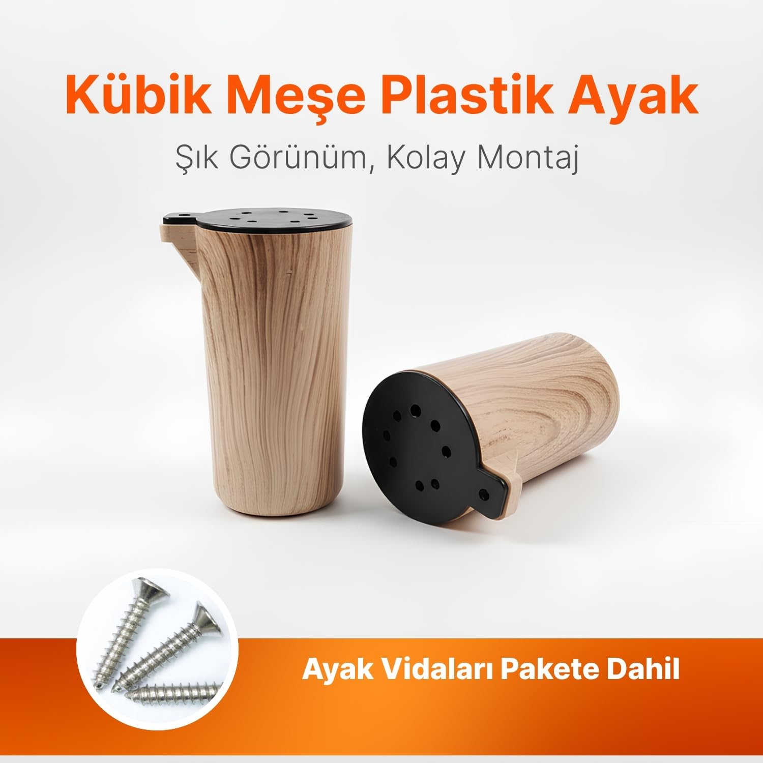 Bohem Kübik Dörtlü Paket Meşe Sert Plastik 15 cm Mobilya Kanepe Koltuk Baza Yükseltme Ayağı