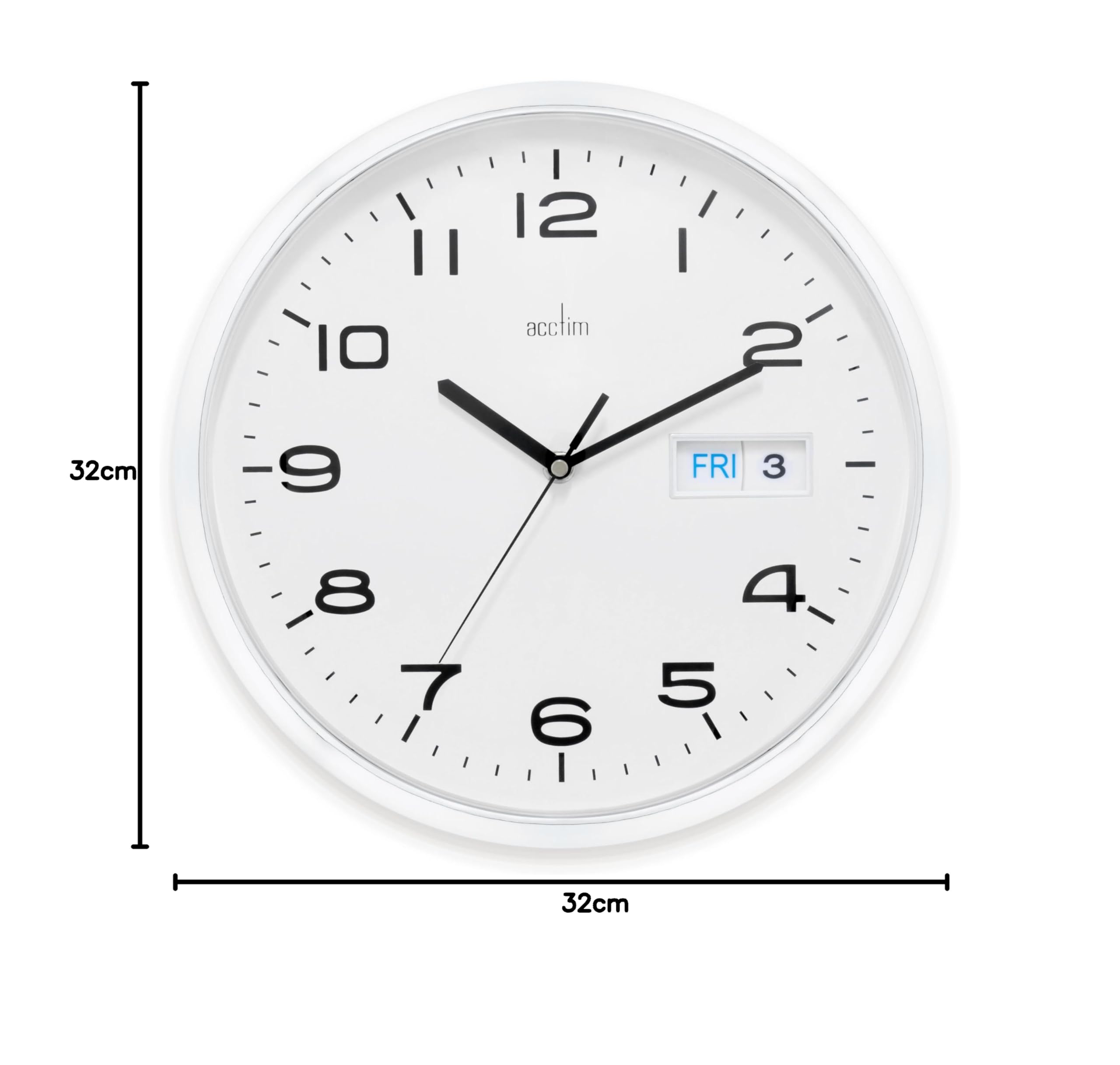 Acctim Supervisor Reloj de Pared con Calendario 33 cm