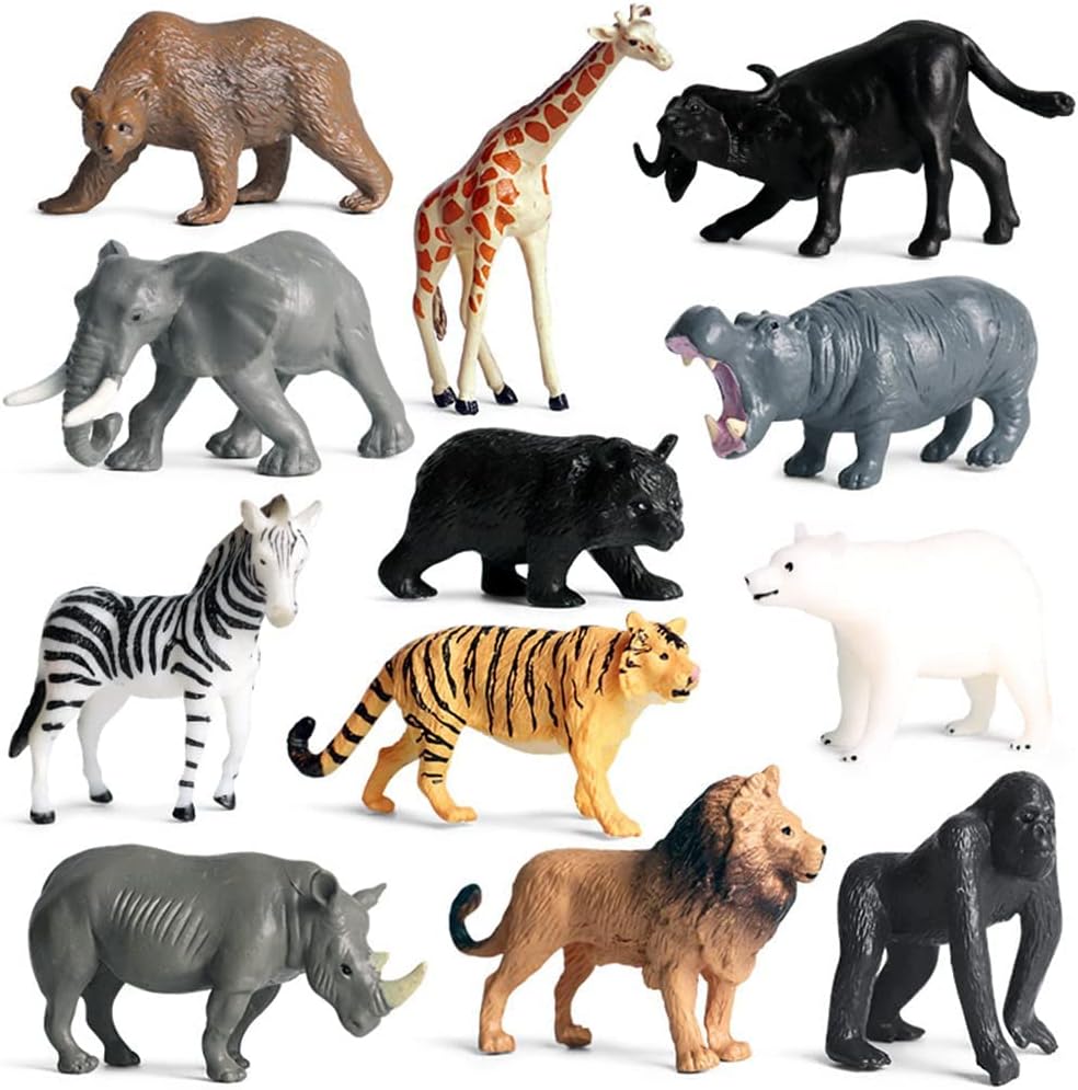 MAKINGTECAnimal Figures, Mini Model Set Realistic Wildlife Figure, Children's Science and Education Toy, Zoo Animal Learning Resource for Birthday Cake Decoration, Gifts (12pcs)