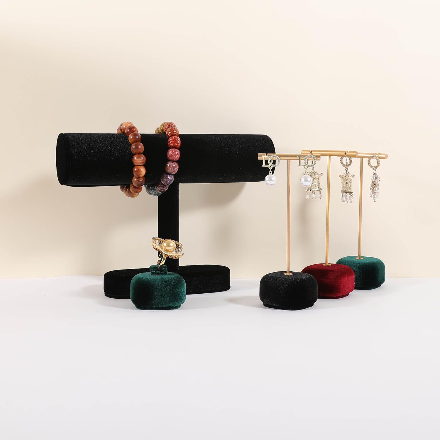 Cute Single Ring Holder for selling, Velvet Ring Display Stand for Jewelry Show, Jewelry Storage Display【Dark Green】