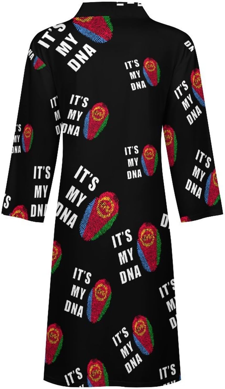 Eritrea Flag It's My DNA Casual Robes Bathrobe Knee Length V-neck Loungewear Sleepwear