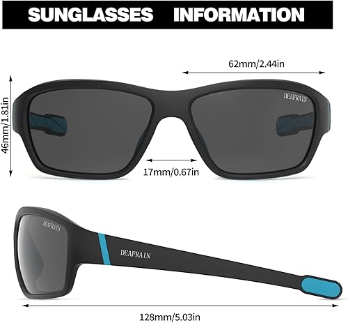 Miniatura 3 de DEAFRAIN Lentes de sol polarizados deportivos para hombres y mujeres, pesca, correr, golf, irrompible, marco TR90, protección UV400