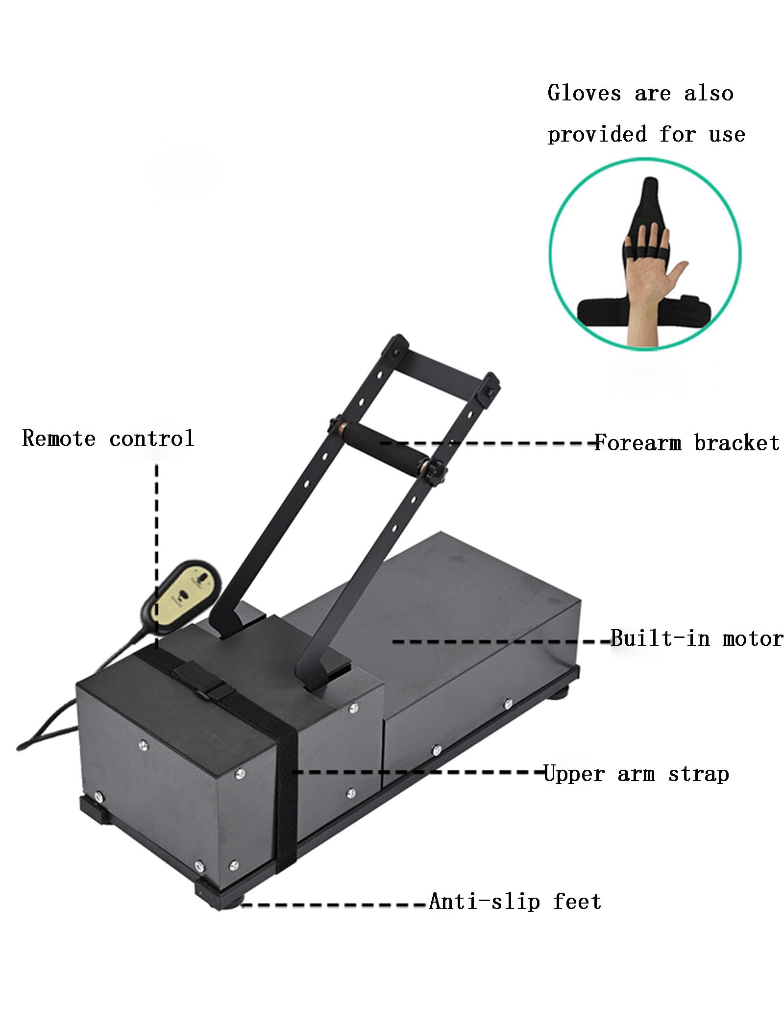 Dispositivo Elettrico per la Riabilitazione dell'articolazione del Gomito, Ginnico per Braccio con tutore per Il Gomito, Stecca stabilizzatrice per tutore del Gomito Post operatorio Regolabile da -5