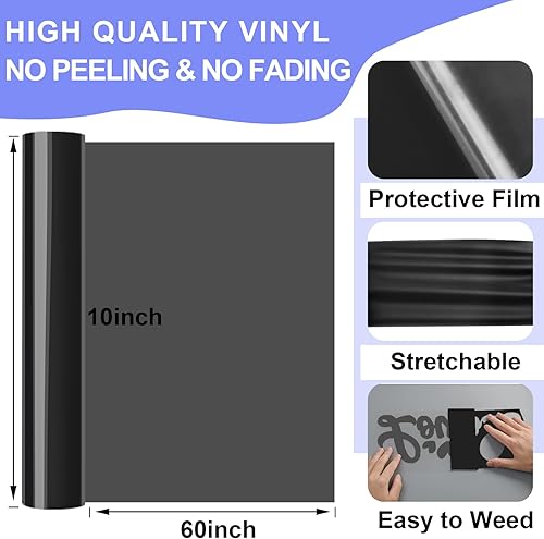 Miniatura 4 de TECKWRAP Puff Vinyl de transferencia de calor 3D  10 x 60 pulgadas, vinilo adhesivo HTV para planchar en todas las máquinas cortadoras, vinilo de