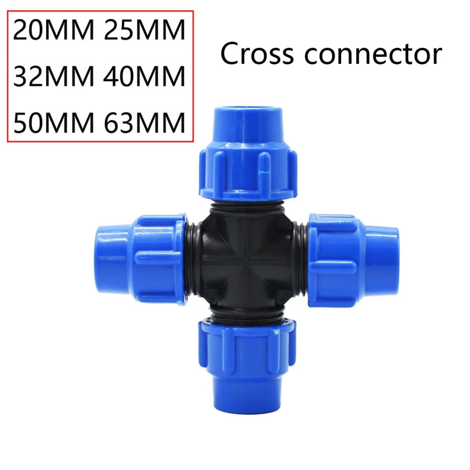 20/25/32/40/50/63mm tubo de PVC PE divisor de agua del grifo conector de válvula rápida de plástico accesorios de tubería de agua de riego de granja de jardín(Cross,63mm)