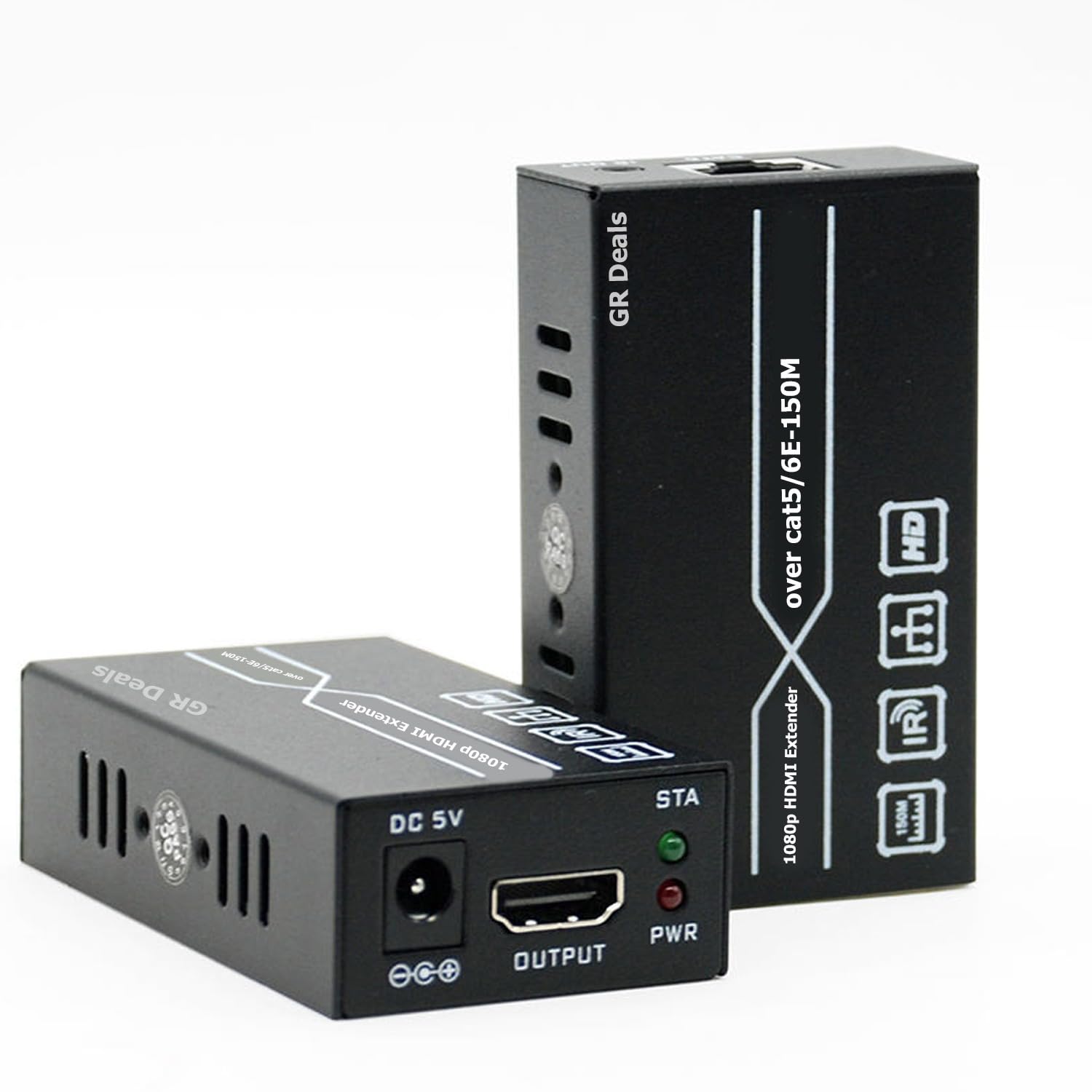 GR Deals 150M HDMI Extender Over Cat5/6E,1080P 60Hz HDMI Extender Over Cat-5 RJ45 Cable Transmitter Receiver Long Range up to150m Support 4kx2k 3D for Computer/HDTV etc. (Black)-image-9