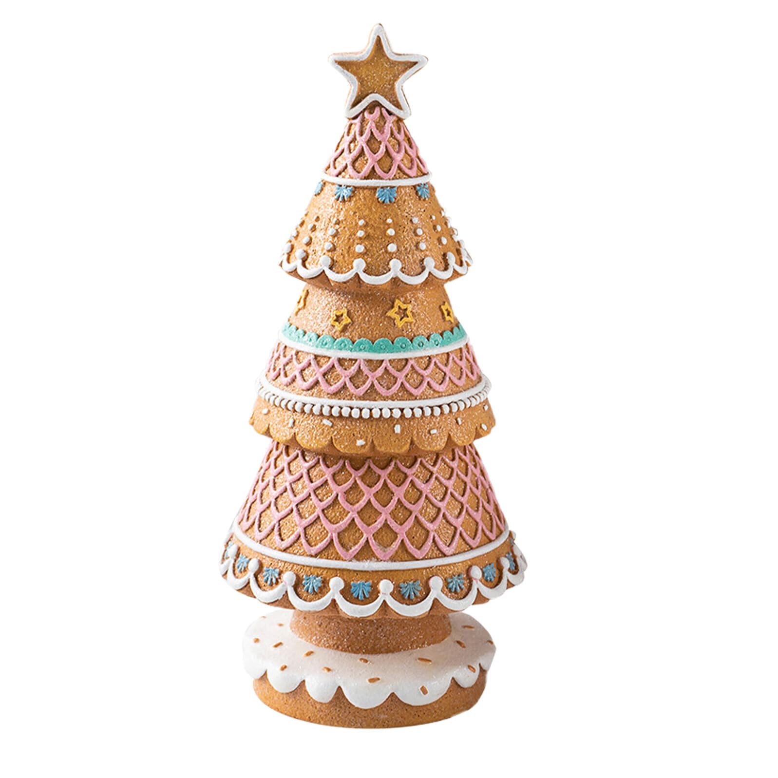 Alipis Estatua de Árbol de Navidad de Jengibre Árbol de Centro de Mesa para Decoración Festiva Torre de Dulces de Resina para Repisa Navideña