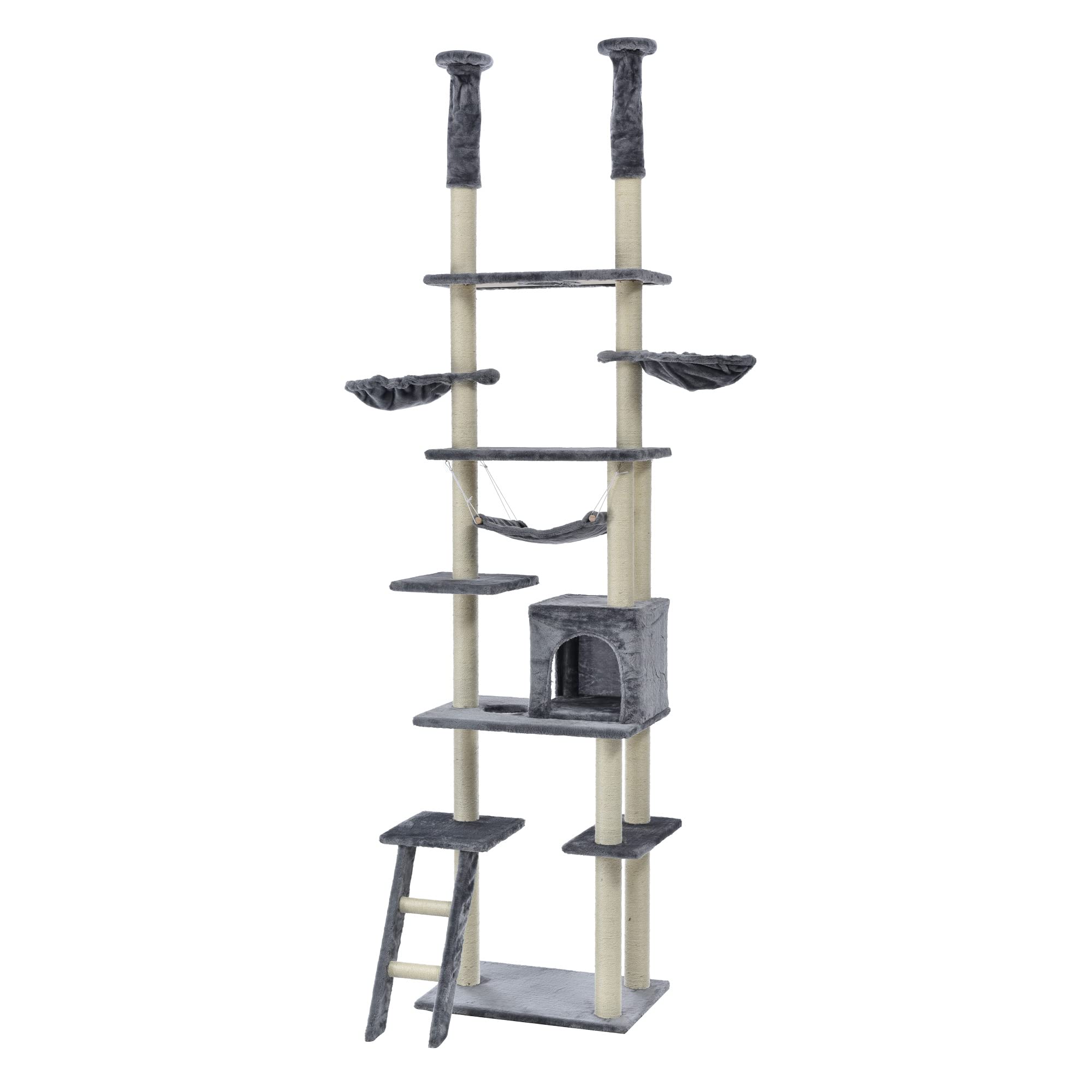 Amazon | キャットタワー 突っ張り おしゃれ 全面麻紐 全高235-258cm