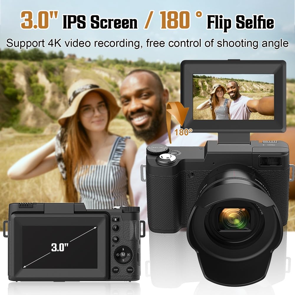 Aparat fotograficzny 4K 48 MP z 5-krotnym zoomem optycznym i 8-krotnym zoomem cyfrowym, kompaktowy aparat z autofokusem