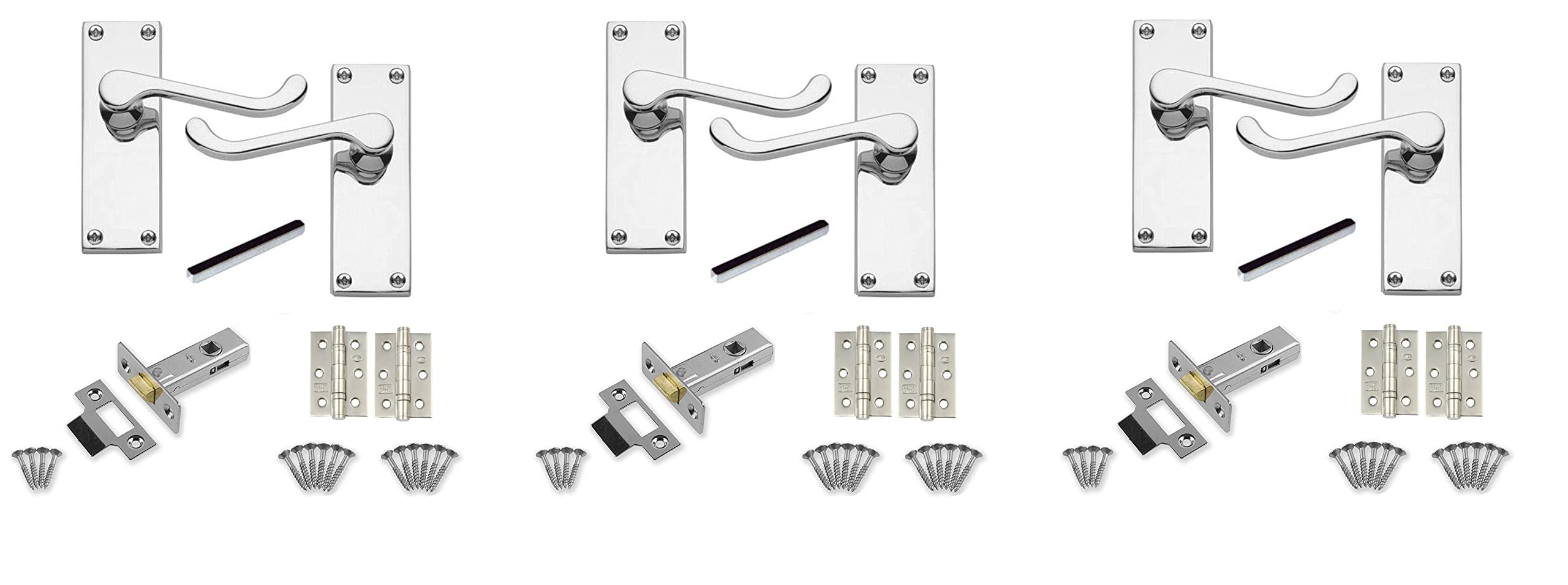 Golden Grace Victorian Scroll Latch Door, Polished Chrome, 120mm x 40mm