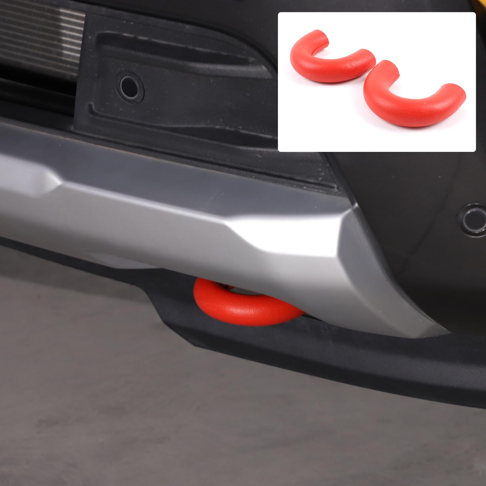 Crochet de remorquage de voiture - Compatible avec Ford Ranger 2023+ - Protection contre les chocs et les rayures pour modèle 23/24/25 - 2 pièces - Rouge