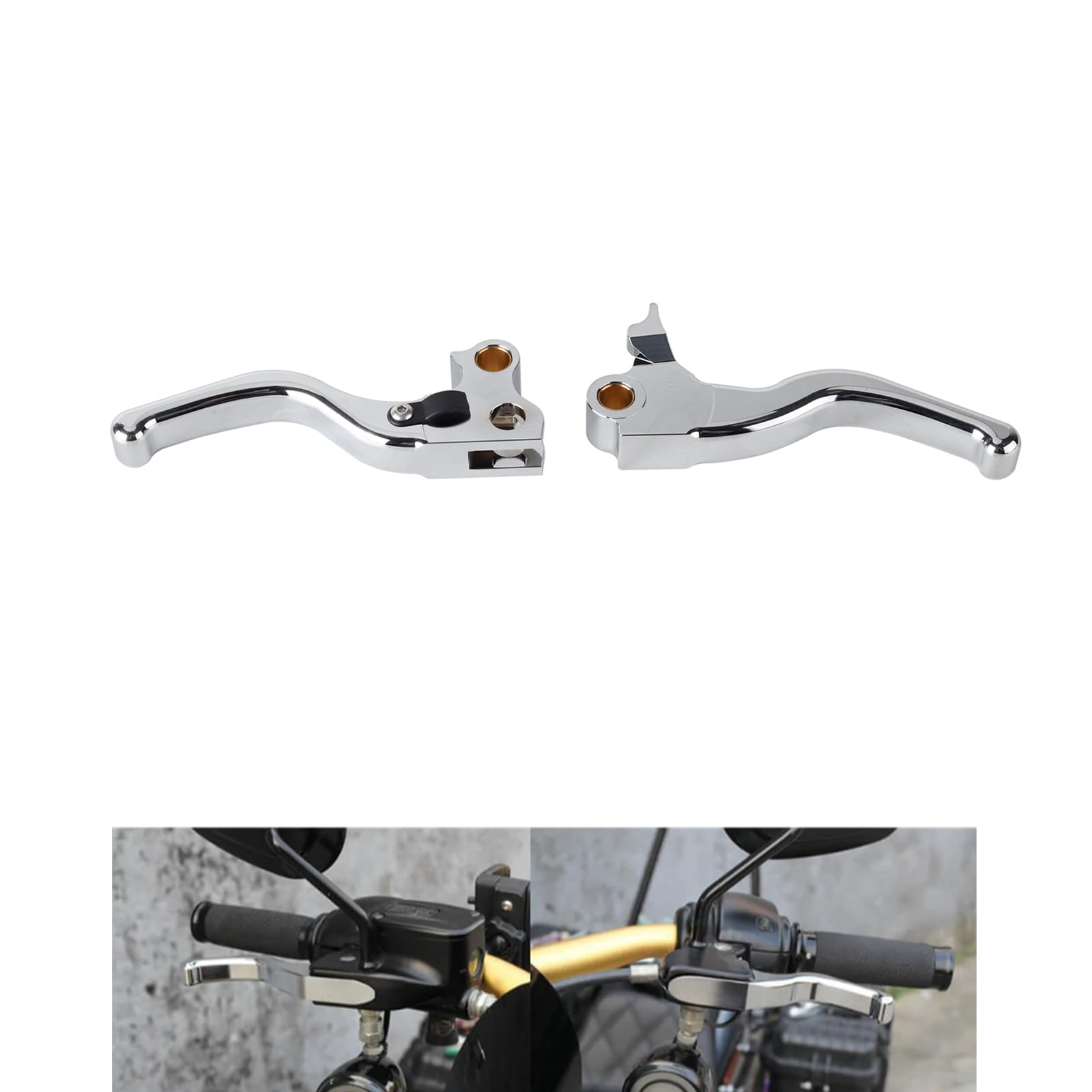 Photo 1 of FVMOTO 3 Finger 5.9" CNC Shorty Hand Control Lever Kit Brake Clutch Levers Fit for Harley Sportster 1996-2003, Dyna 1996-2017, Softail 1996-2014, Touring 1996-2007(Chrome)