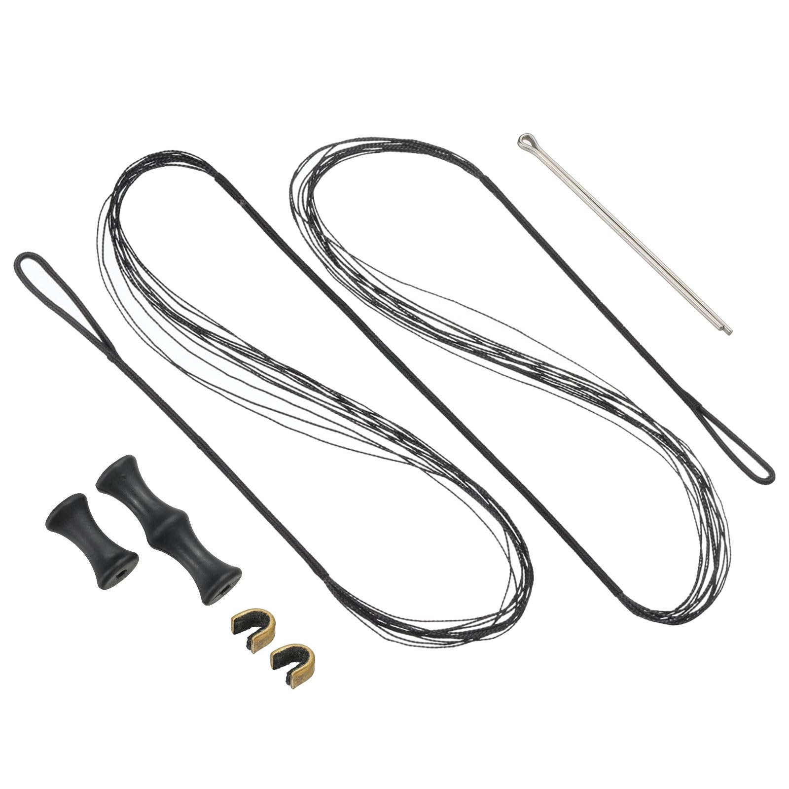 PATIKIL 135cm Bow String Replacement, Archery Bowstrings Accessories 12 Strands Bowstring with Finger Guard & 2 Brass Nock Points for Traditional Recurve Longbow, Black