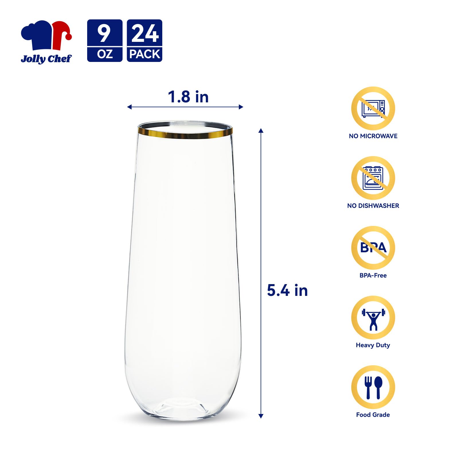 24 Stemless Shatterproof Plastic Toasting Glasses - Thailand - View #2