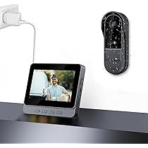 Winnes Video Campanello con Fotocamera Grandangolare da 170°,Video Spioncino Senza Fili con 1080P Display IPS da 4,3″ Schermo,WiFi 2.4GHz,IP65,Videocamera Conversazione a Due vie + Nessun WiFi o APP