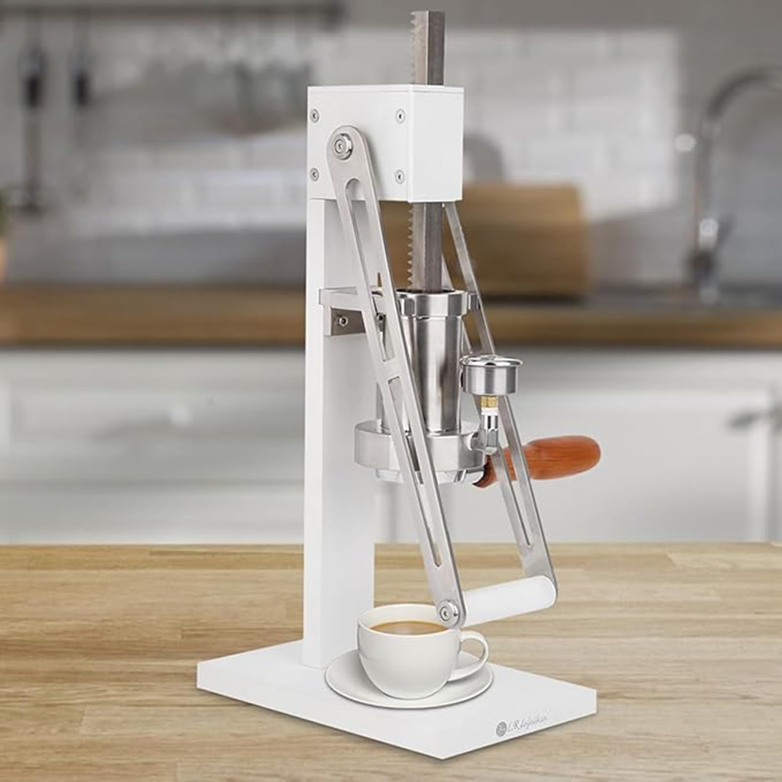 Máquina de espresso de palanca manual, máquina de prensa de espresso con cámara de presión, pistón y mango sin fondo para uso doméstico y exterior