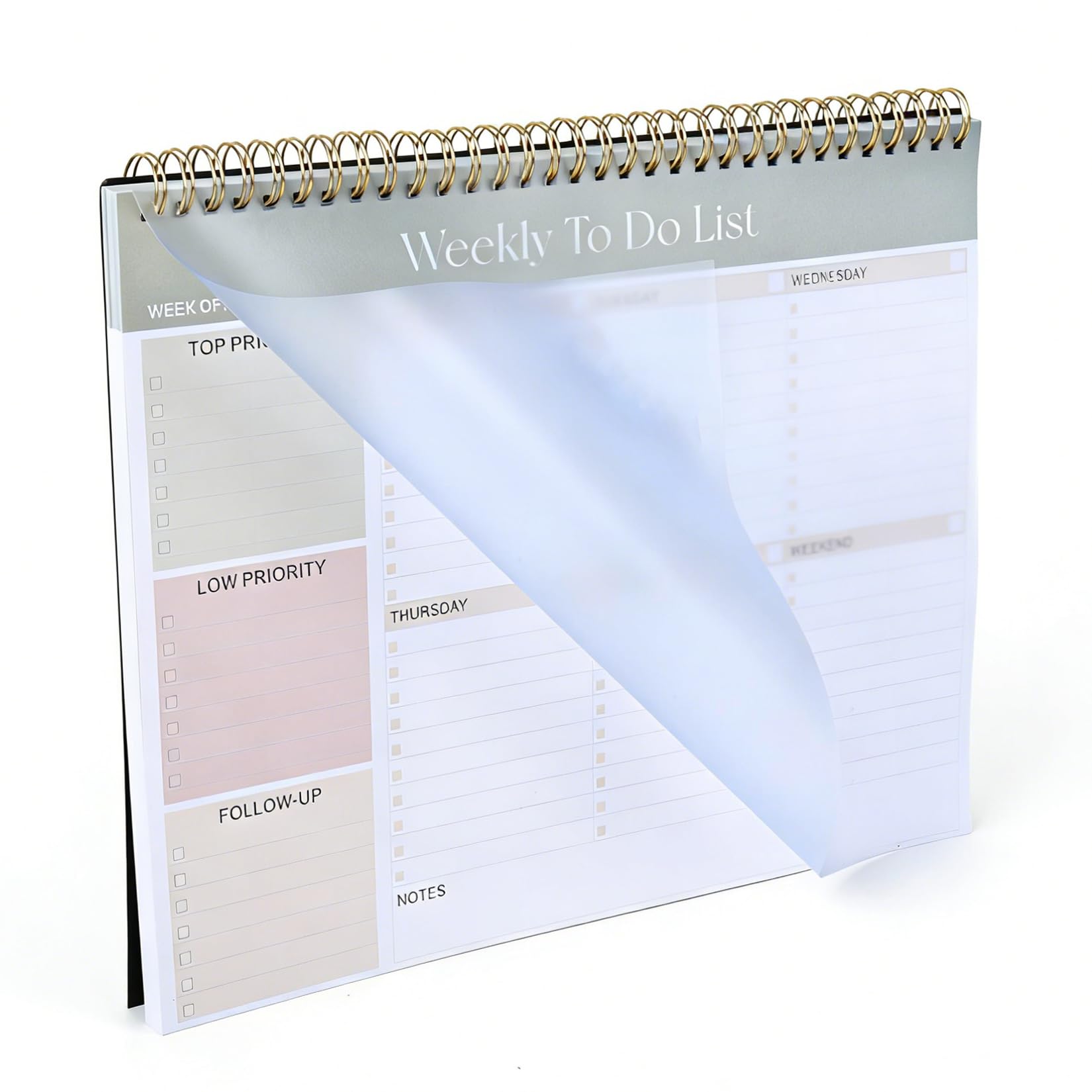 Cahier To Do List Bloc Notes, Bloc Planificateur Hebdomadaire 52 Feuilles, 28 x 21,5 cm