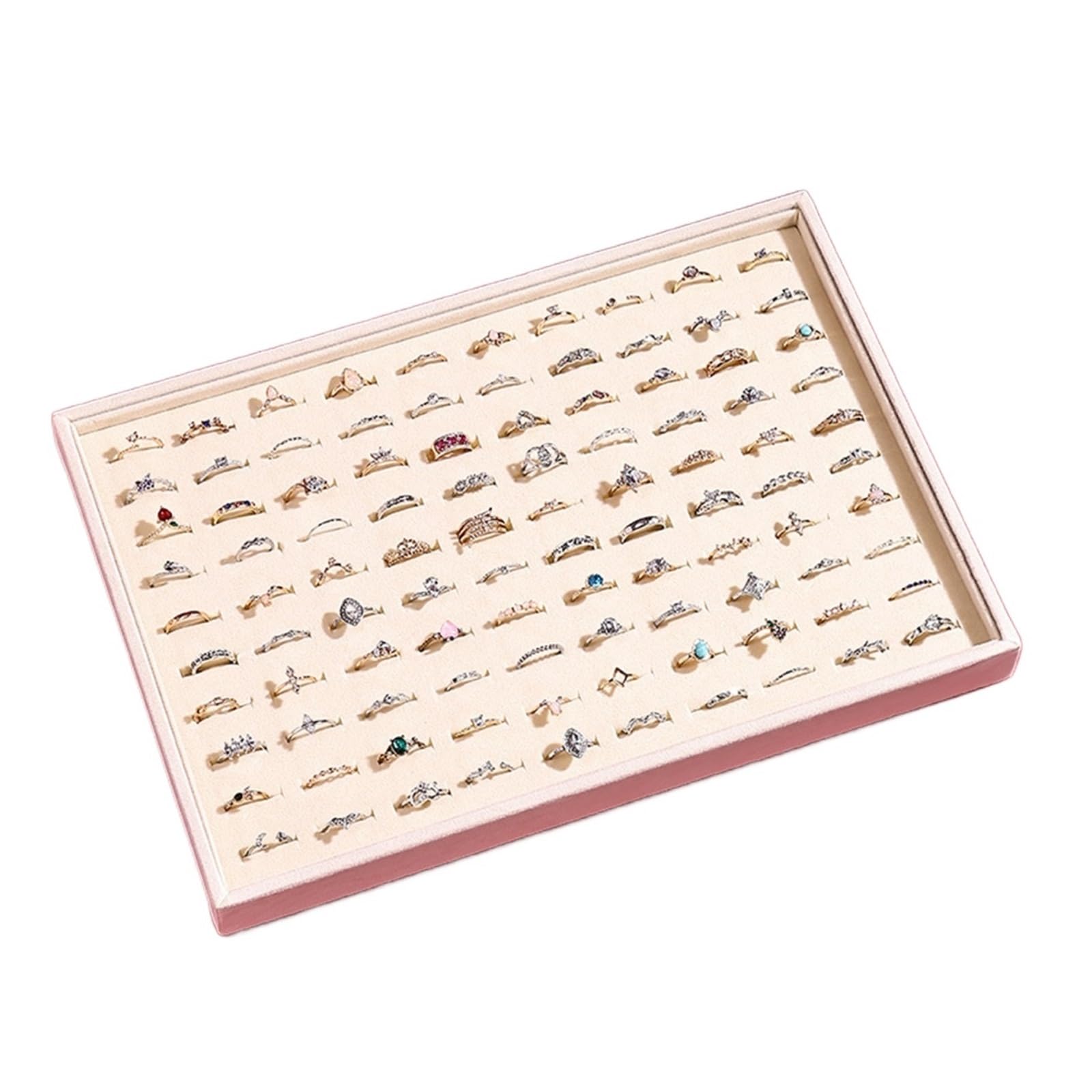 ZNJAMN 1pcs Ring Display Tray, Jewelry Organizer For Store Window for Ring(Beige)