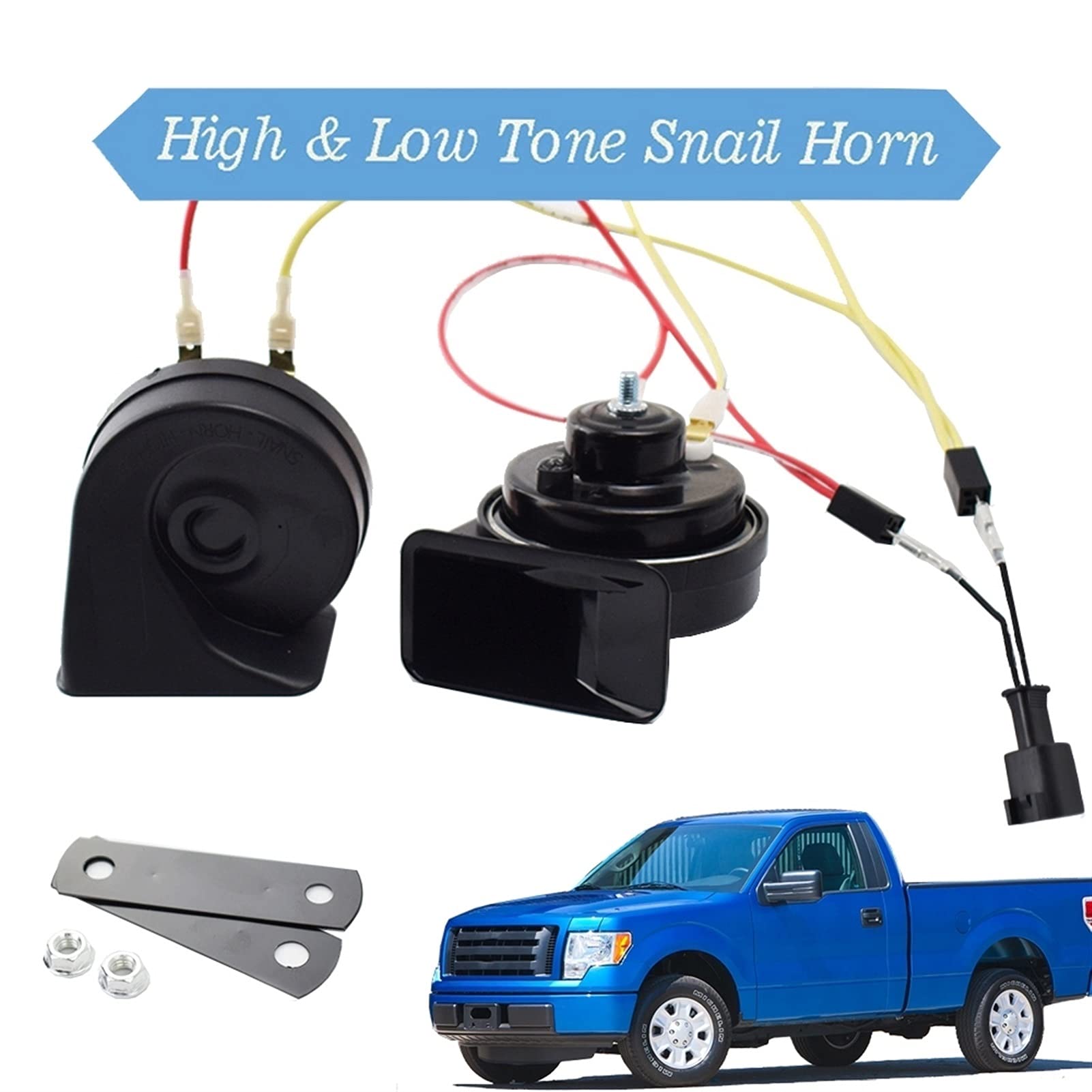 12V 110-125db Snail Air Horn Głośny Wodoodporny Samochodowy Klakson Dwutonowy Auto Horns, dla Forda, dla F-150, MK11 2004-2008 super głośny klakson samochodowy ślimak