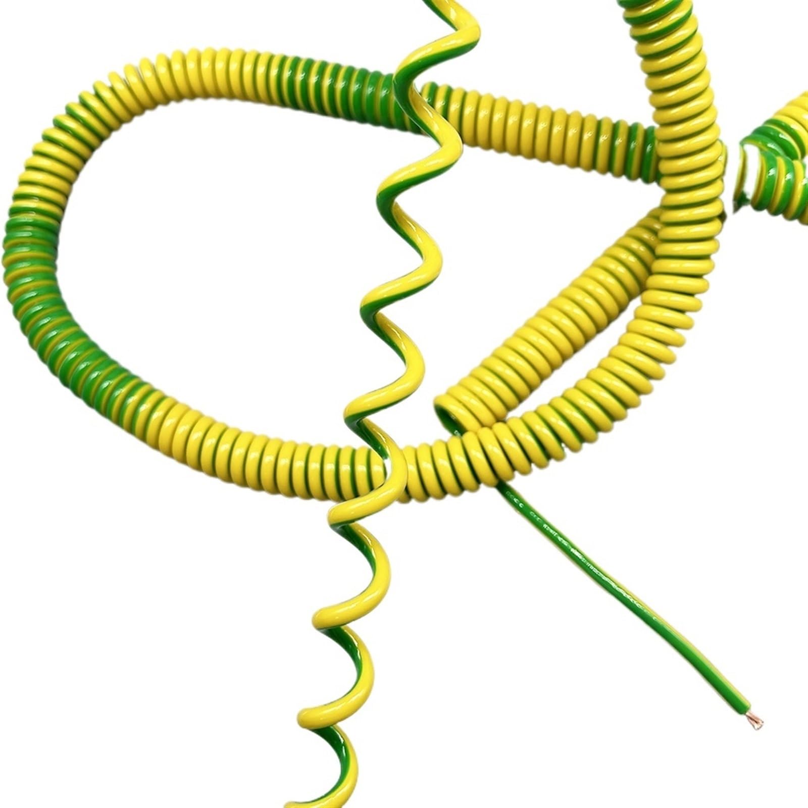 Spirale a spirale Cavo di messa a terra a molla unipolare da 2,5 mm2 Cavo di alimentazione a spirale Cavo a spirale giallo-verde Cavo di messa a terra Filo di tensione(3 meters)