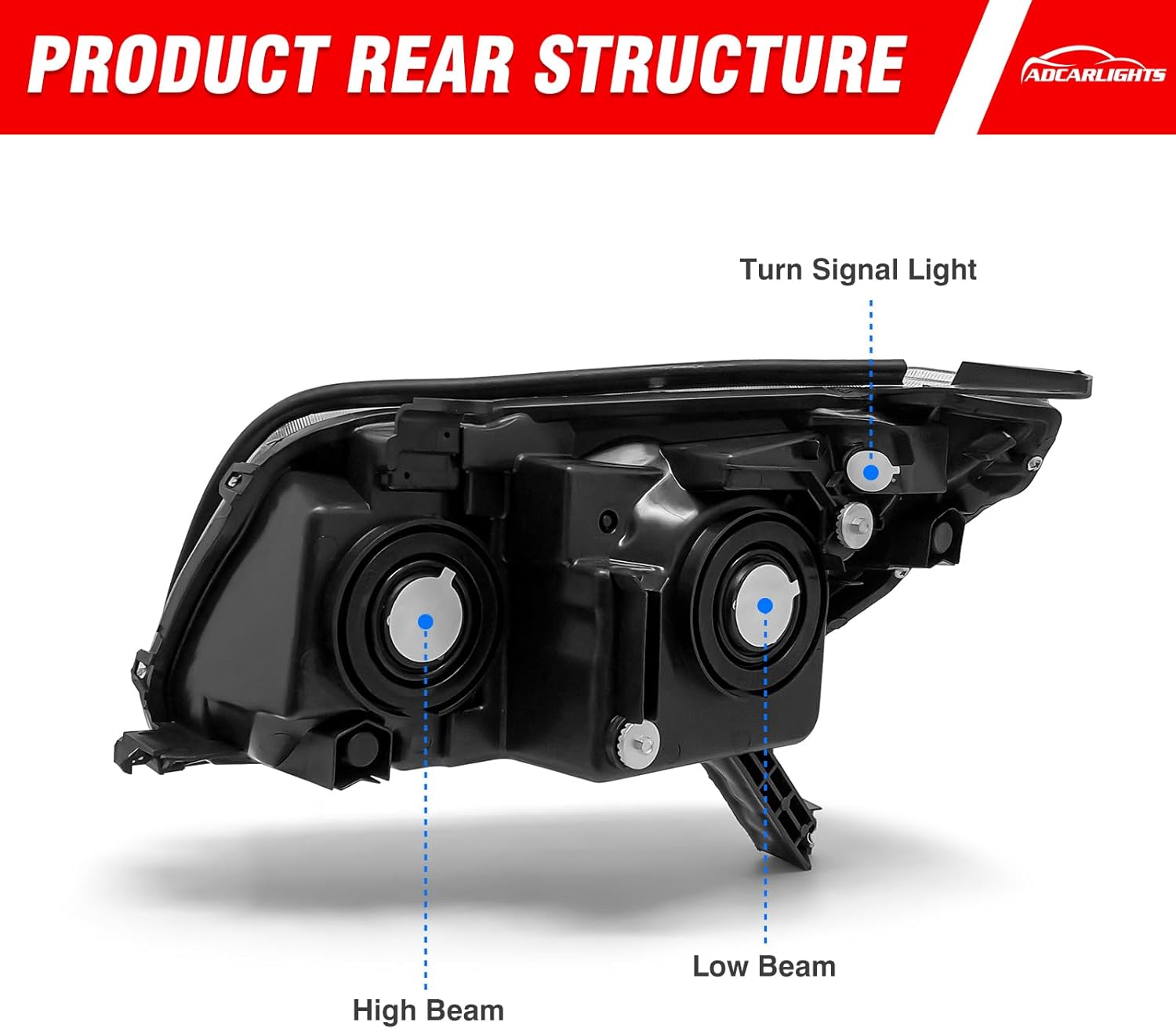 Headlight Assembly for Toyota 4Runner 2003 2004 2005（ 4 Door Limited, Sport, SR5 Utility） Chrome Housing Amber Reflector Headlamp Replacement Pair（W/O Bulbs）