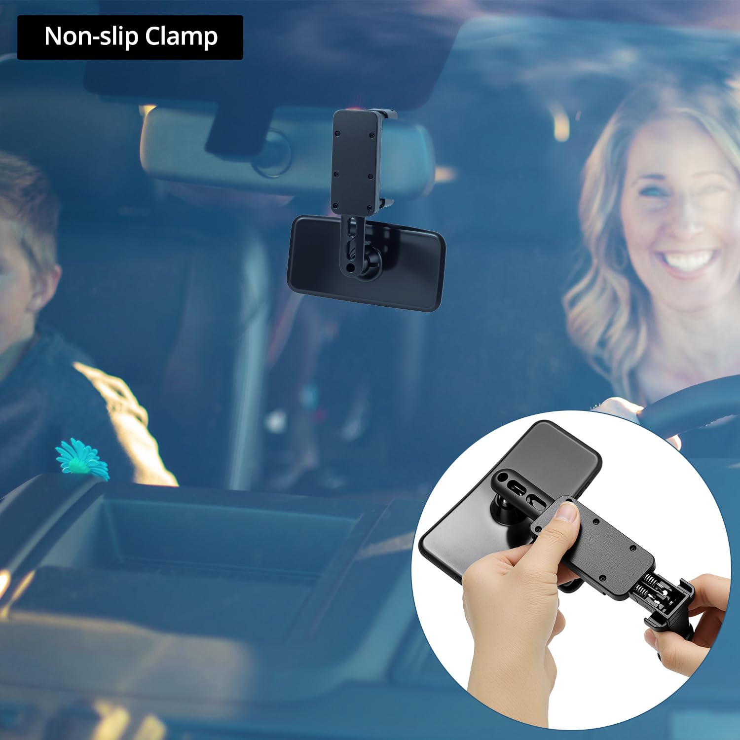 QWORK® Car Rear Mirror, Clip-On Rear View Mirror, 360° Rotatable Baby Rear View, Black, small - Image 3
