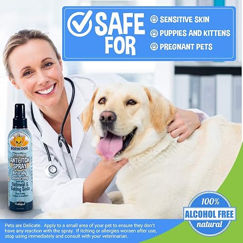Vista 5 de Spray anti picazón de avena para perros y gatos, 100 % natural e hipoalergénico para alivio reconfortante para la piel dañada seca, con picazón