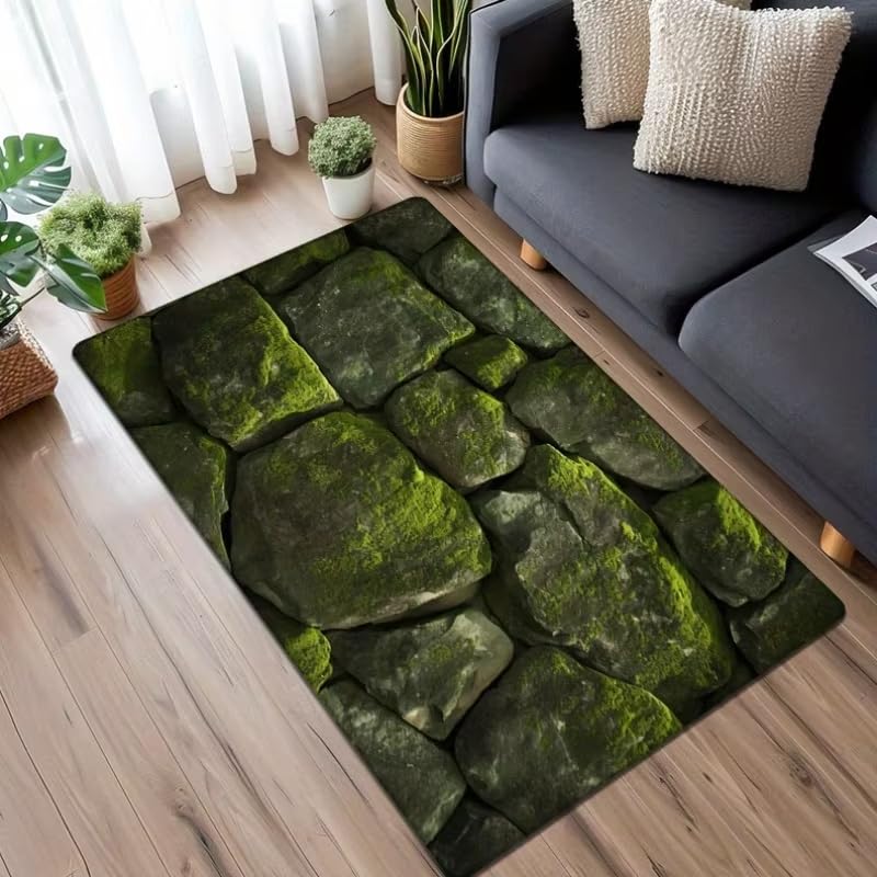 Tapis de sol antidérapant 180x240 cm lavable grand tapis effet pierre