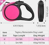 Vista 5 de Taglory Retractable Dog Leash, 16ft No Tangle Leash Retractable for Small Medium Dogs Up to 44 lbs, One-Handed Brake, Pause, Lock, Pink