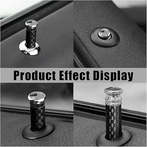 Miniatura 4 de 4 pomos de bloqueo de puerta de automóvil con bandera estadounidense, cubierta de pasador de puerta de automóvil de fibra de carbono, accesorios de