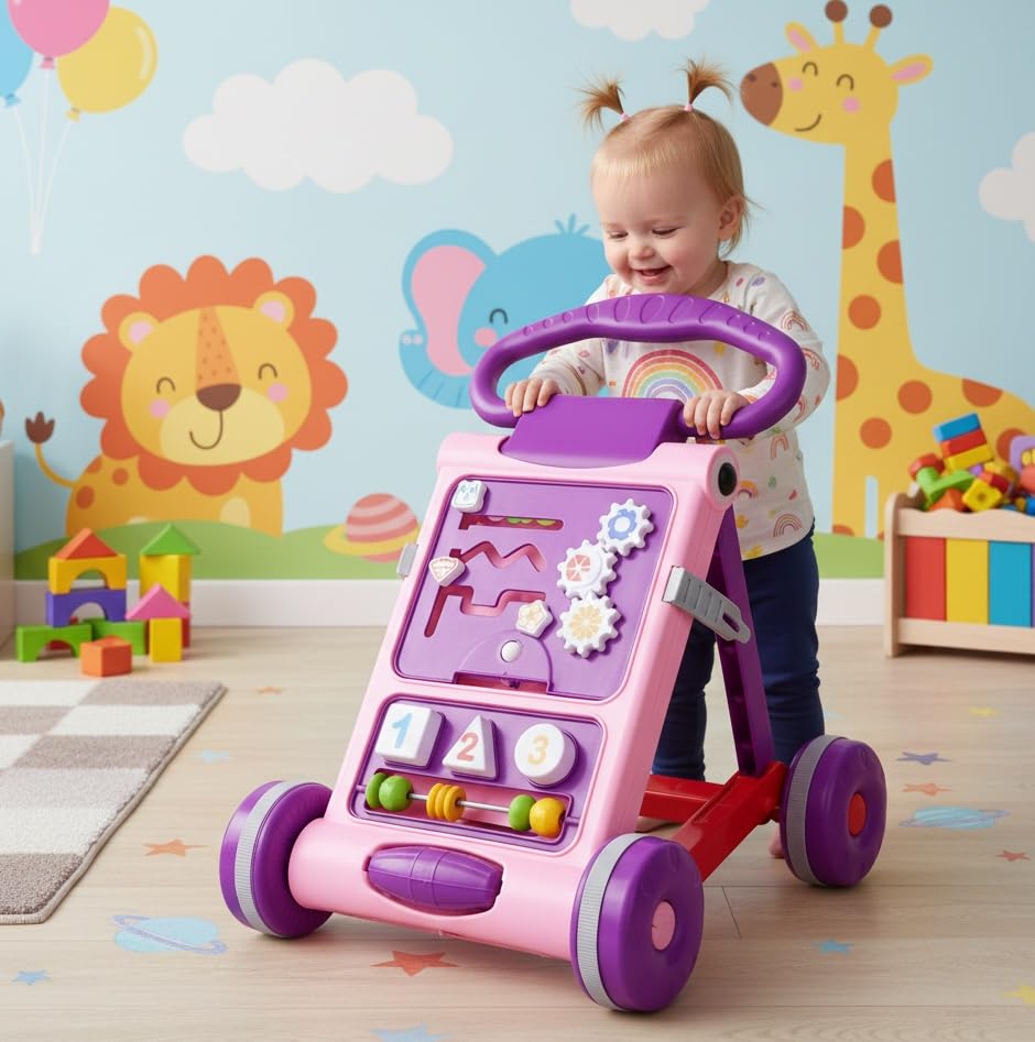 Goyal's Baby Activity Walker - Toddler Learning Toys Push Walker for 6 Months -15 Months (Pink)-image-35