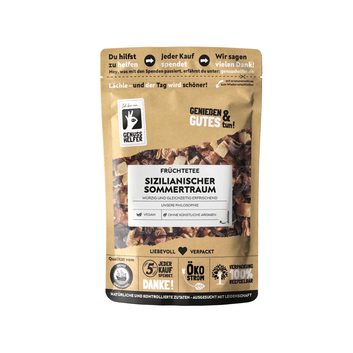 Bremer Gewürzhandel Sizilianischer Sommertraum Tee, lose, aromatischer Früchtetee für eine entspannte Auszeit, 10 x 100g