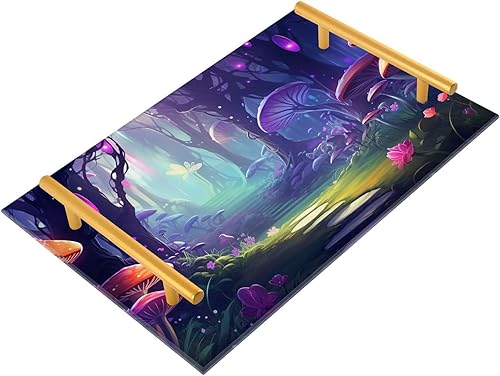 Hermosa bandeja de tocador de hongos de dibujos animados, bandeja rectangular de acrílico para baño, bandejas para servir para centros de mesa,