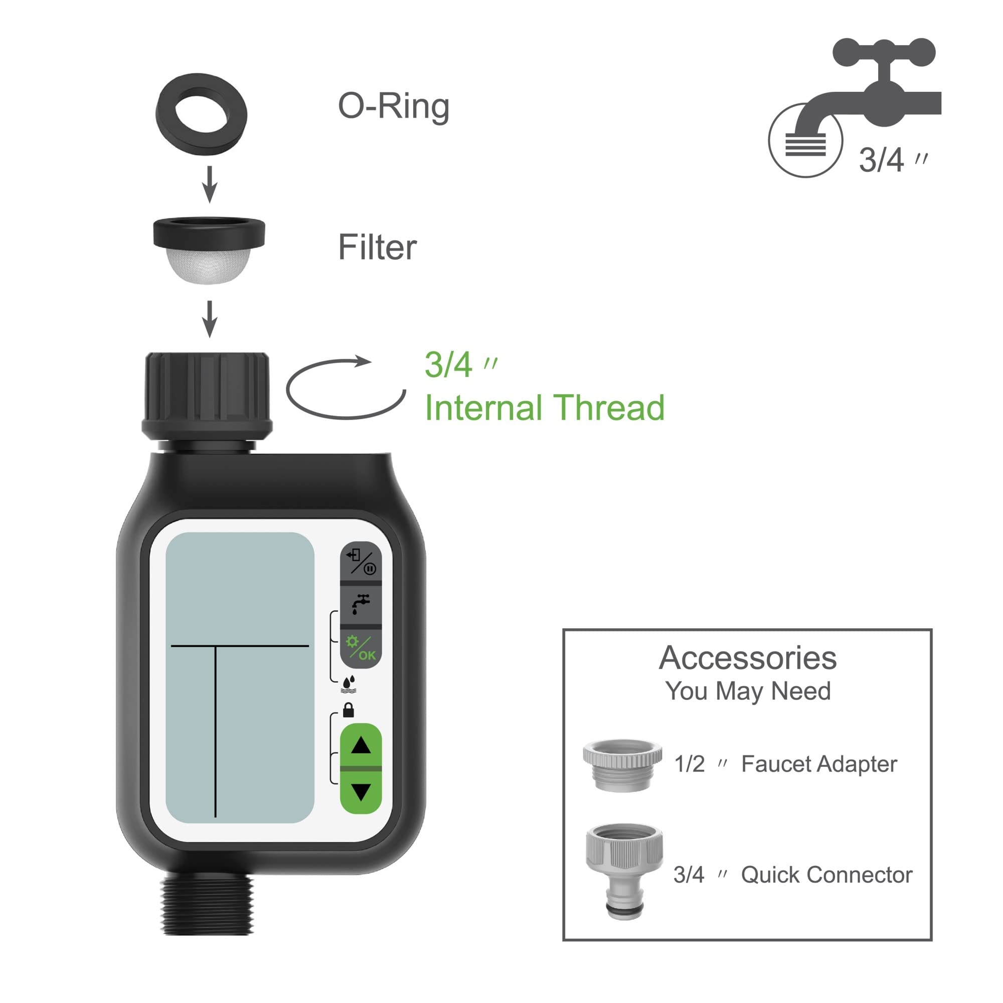 Wassertimer Sprinkler -Timer -Wasserversorgungs -Timer mit Regensensor -Bewässerung Timer wasserdichtem Wasserstandssensor Automatischer Bewässerungssystem Bewässerungssteuerung Schlauchtimer (Color