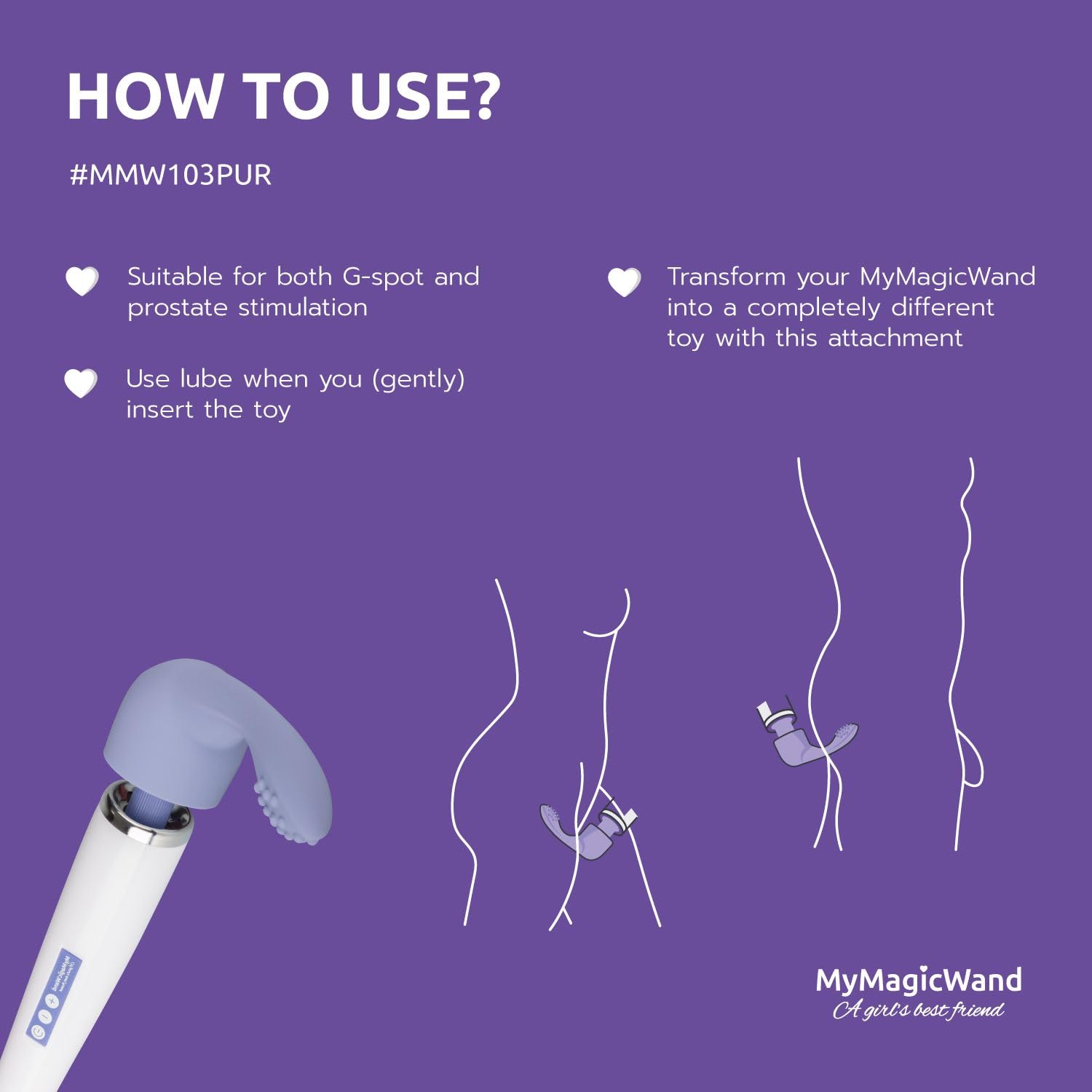 My Magic Wand vibrador Accesorio del Punto G, Color Púrpura - 150 gr Longitud 16 cm de diámetro 3.0 cm