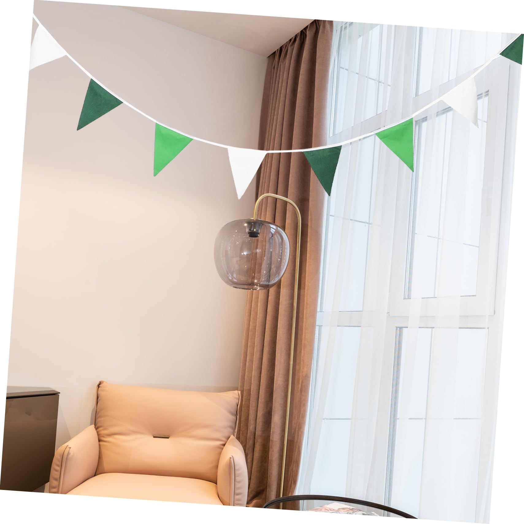 HANABASS 4 Stück Bunte Dreieck Wimpelkette aus Polyester Teilig Grün Verlaufend Festliche Party Girlande mit Stabilem Band für Hochzeit Shower Geburtstag und Foto Hintergrund Dekoration