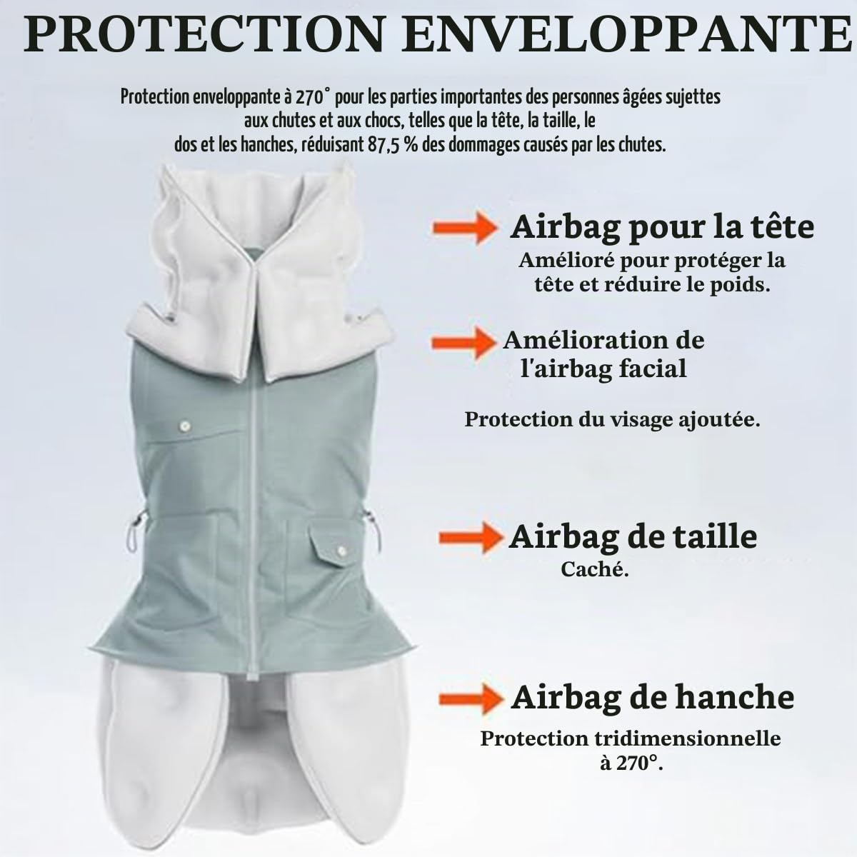 Gilet airbag antichute pour personnes âgées, gilet airbag APP avec fonction de surveillance à distance, d'alarme, de positionnement, de demande d'aide et d'enregistrement sportif,Menblack-S