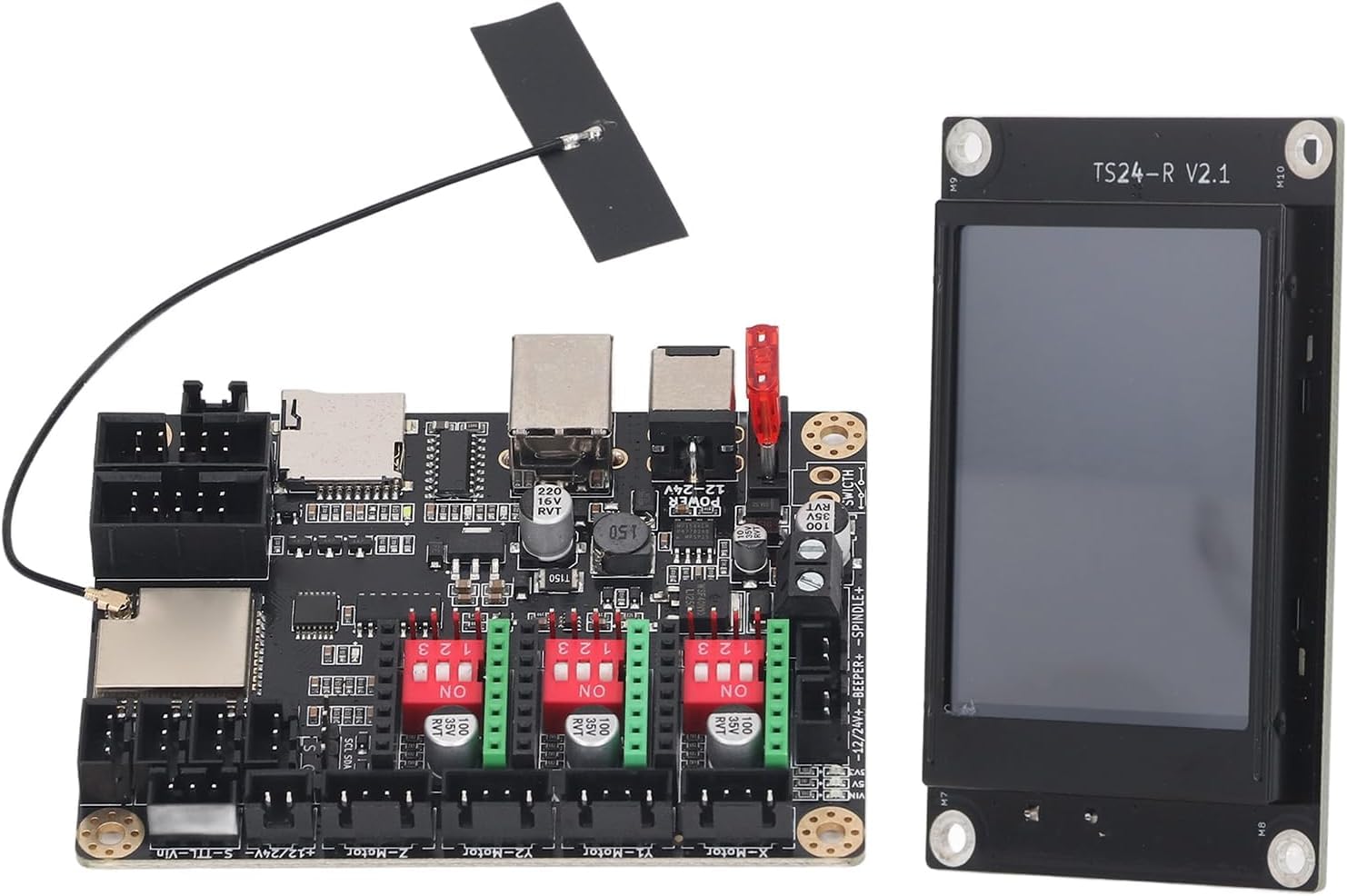Carte Mère De Machine De Gravure, Carte de Contrôle D'imprimante 3D 12-24V DC MKS DLC32 V2.1 Contrôle Hors Ligne WiFi 32 Bits avec écran Tactile TS24-R V2.1 De 2,4 Pouces