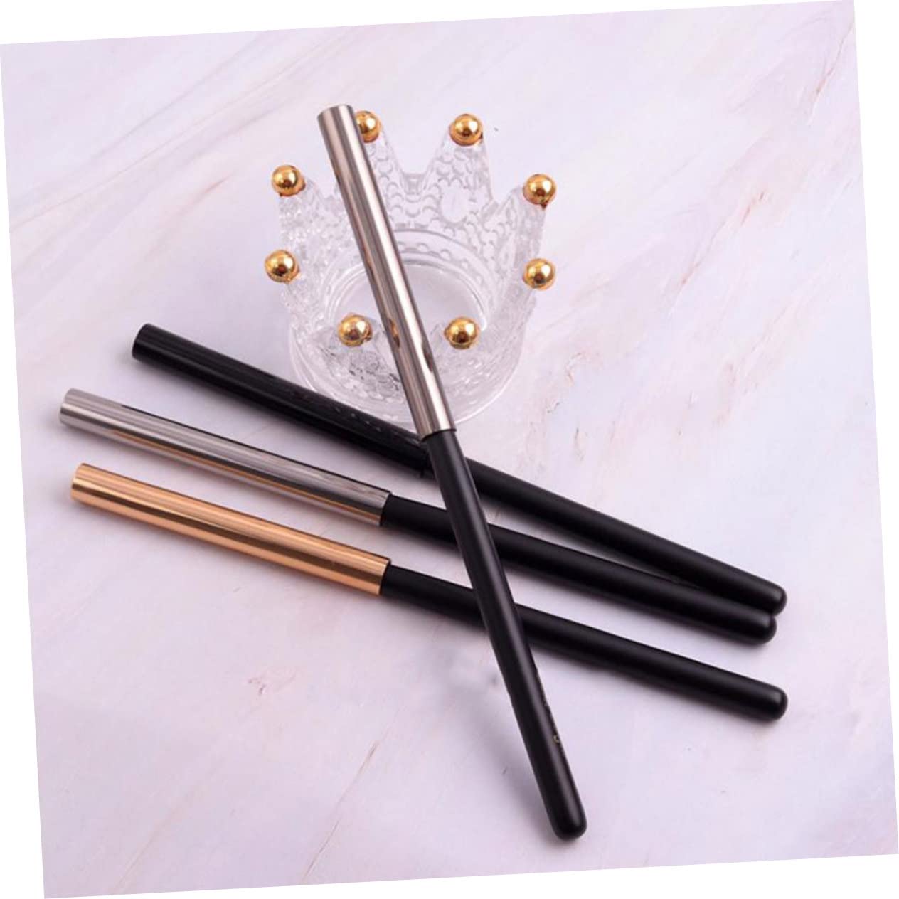 5pcs Lightproof Zinc Alloy Manicure Brush Caps 8mm Diameter Protective Pen Topper Covers for Nail Art Tools Women’s Manicure Accessories